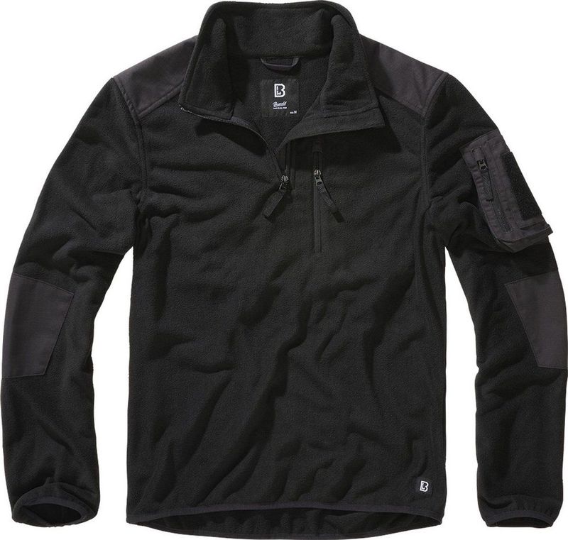 Brandit - Trui - Zwart - Borstzak, Halve Rits, Schipperskraag, Effen, Lange Mouw