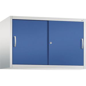 C+P ACCURADO opzetkast met schuifdeuren, 1 legbord, h x b x d = 790 x 1200 x 500 mm, lichtgrijs/gentiaanblauw