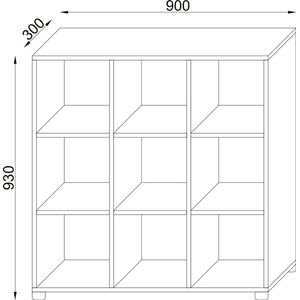 VCM Houten boekenkast decoratieve boekenstandaard plank Room Divider Benas-3x3 Houten boekenkast decoratieve boekenstandaard plank Room Divider Benas-3x3