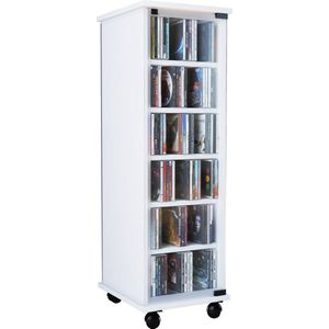 VCM Houten CD DVD-standaard Legbord Staand legbord Zwenkwielen Valenza glazen deur Houten CD DVD-standaard Legbord Staand legbord Zwenkwielen Valenza glazen deur