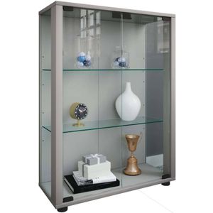 VCM Vitrine "VCM Glasvitrine stehend  Vitrine Glas mit ESG-Sicherheitsglas  Maße ca. H. 80 x B. 60 x T. 25 cm  Standvitrine Glas  Modern und platzsparend  Glas Vitrinenschrank ¿ Sintalo", (1 St.)