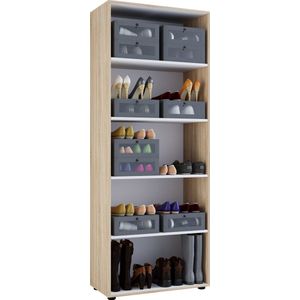 VCM Vandol - Houten Garderobekast - Multifunctionele Kast - Hoogwaardig Metaal - 5 Vakken