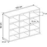 VCM Holzregal stehend  platzsparender CD-Schrank für 480 CDs oder 224 DVDs  Maße:H. 82 x B. 102 x T. 23 cm  Elegantes DVD Regal stehend  Blu-Ray Regal  CD Regal  Megosa L
