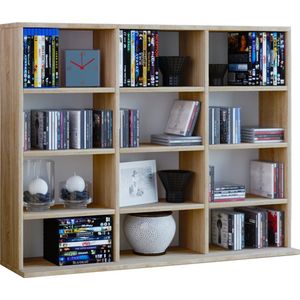 VCM Houten CD DVD vloer staande boekenkast Media plank Room Divider Decoratieve plank Megosa L Houten CD DVD vloer staande boekenkast Media plank Room Divider Decoratieve plank Megosa L