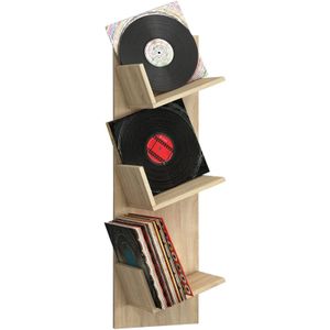 VCM Holz Wandregal  Wandboard mit drei großen Fächer  Platz für 100 Schallplatten  kann auch für Bücher verwendet werden  Maße: H. 106 x B. 33 x T. 26 cm - Sulda