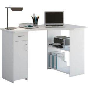Eckschreibtisch, Winkel rechts, 2 Regalfächer & 1 Schrank mit Schubfach, B 1180 x T 770 x H 760 mm, weiß