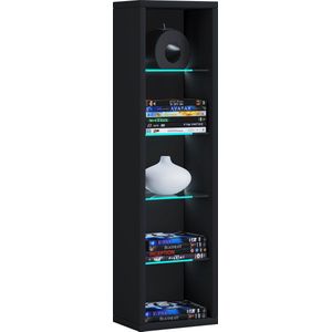 VCM Houten CD DVD Stand Opslag Boekenkast Decoratieve Plank Glas Rasato Houten CD DVD Stand Opslag Boekenkast Decoratieve Plank Glas Rasato