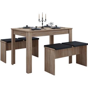 VCM Essgruppe  Küchentisch Set  Tischgruppe  Maße Tisch ca. H. 75 x B. 110 x T. 70 cm  Mit zwei Sitzbänke  Esstisch Set - Esal XL