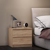 VCM Houten Nachtkastje Bijzettafel Lade Console Nachtkastje Breido Mini (Sonoma Eik (Gezaagd)) - 4051814377808