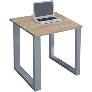 VCM my office Lona Schreibtisch sonoma-eiche quadratisch, U-Fuß-Gestell silber 80,0 x 80,0 cm