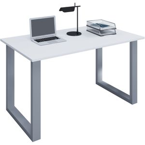 Lona Bureau 140x80 cm U-frame wit/zilverkleurig.