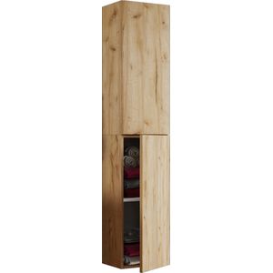 VCB11 - Hoge Kast - Honing Eiken - 2 Deuren - 4 Kamers