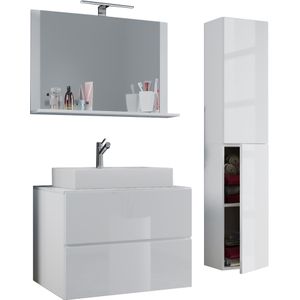 LendasL badkamer 60 cm, spiegel, wit