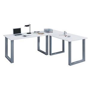 VCM my office Lona Schreibtisch weiß rechteckig, U-Fuß-Gestell silber 160,0 x 50,0 cm