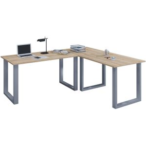 VCM my office Lona Schreibtisch sonoma-eiche rechteckig, U-Fuß-Gestell silber 220,0 x 80,0 cm