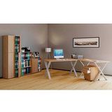 VCM my office Lona Schreibtisch sonoma-eiche rechteckig, X-Fuß-Gestell silber 190,0 x 50,0 cm