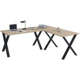 VCM my office Lona Schreibtisch sonoma-eiche rechteckig, X-Fuß-Gestell schwarz 220,0 x 80,0 cm