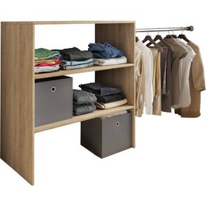 VCM Houten Open Garderobe Inloop Kledingrek Schuin Dak Legplank Dacho ll (Sonoma Eik) - 4051814404030