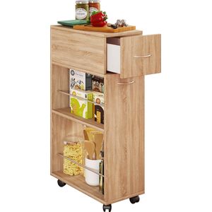 VCM - Tusal Drawer - Keukentrolley - Wit - Hout - 2 Open Vakken en Lade