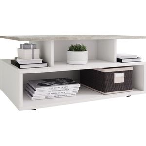 Esila salontafel 4 planken wit, beton decor.