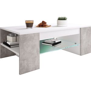 Tunas salontafel 1 plank wit, beton decor.