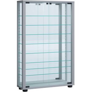 VCM Glasvitrine hängend  Vitrine Glas mit ESG-Sicherheitsglas  Maße ca. . H. 91 x B. 59 x T. 18 cm  Hängevitrine Glas  Modern und platzsparend  Vitrine Glas - Vitrosa Mini Spiegel