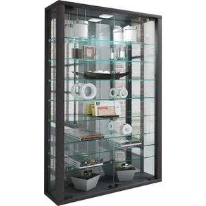 VCM Glasvitrine hängend  Vitrine Glas mit ESG-Sicherheitsglas  Maße ca. . H. 91 x B. 59 x T. 18 cm  Hängevitrine Glas  Modern und platzsparend  Vitrine Glas - Vitrosa Mini Spiegel