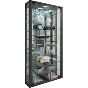 VCM Glasvitrine hängend  Vitrine Glas mit ESG-Sicherheitsglas  Maße ca. H. 115 xx B. 59 x T. 18 cm  Hängevitrine Glas  Modern und platzsparend  Glas Vitrinenschrank - Vitrosa Maxi Spiegel