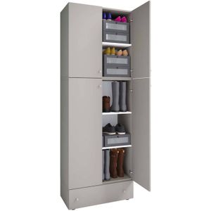 VCM Holz-Schuhschrank  Maße: H. 200 x B. 70 x T. 39 cm  Allzweckschrank  5 Fächer  4 Drehtüren  extra Schublade– Lona