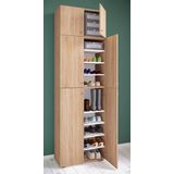 VCM Holz-Schuhschrank  Maße: H. 200 x B. 70 x T. 39 cm  Allzweckschrank  9 Fächer  4 Drehtüren  Aufsatz mit 2 Türen – Lona