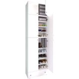 VCM Holz-Schuhschrank  Maße: H. 240 x B. 70 x T. 39 cm  Allzweckschrank  9 Fächer  4 Drehtüren  Aufsatz mit 2 Türen  extra Schublade – Lona