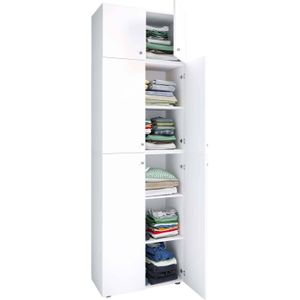 Kleiderschrank ""Lona XXL"" Drehtüren | Mit Aufsatz Weiß