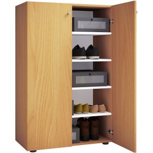 VCM Holz-Schuhschrank  Maße: H. 110 x B. 70 x T. 39 cm  Allzweckschrank  5 Fächer  2 Drehtüren– Lona