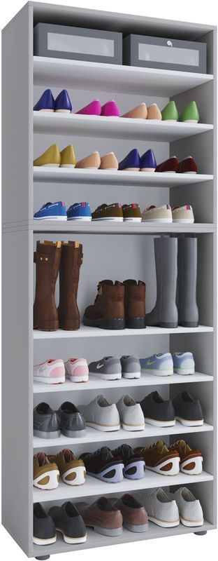 VCM Holz-Schuhregal  Maße: H. 183 x B. 70 x T. 37 cm  Allzweckschrank  9 Fächer  ohne Türen  – Lona