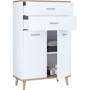 Highboard ""Lindas"" Weiß/Honig-Eiche