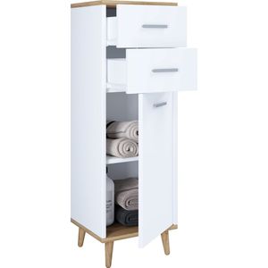 VCM Houten Highboard Smalle Dressoir Scharnierende Deuren Lade Lindas Houten Highboard Smalle Dressoir Scharnierende Deuren Lade Lindas