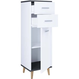 VCM Kommode "VCM Holz Kommode  schmales Sideboard mit einer Drehtür und zwei Schubladen Maße ca. H. 97 x B. 32 x T. 28 cm - Lindas", (VCM Lindas)