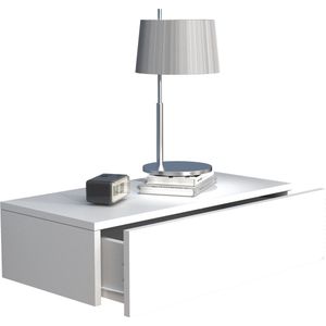 VCM Usal Houten wandlade, nachtkastje, wandboard, lade, console, nachtkastje, Usal, 60 cm, wit