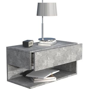 UsalXL60 nachtkastje wandmontage 1 lade 1 plank beton decor.