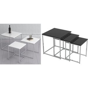 VCM - Glisal - 3-delige Set Bijzettafel - Hoogwaardig Metaal en MDF