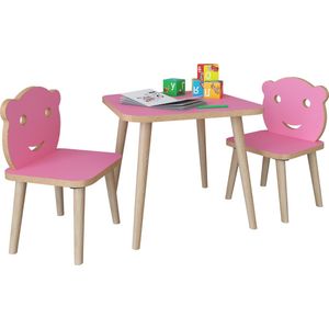 LiLuLa babykamer tafel en stoelen roze.