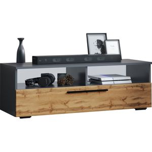 ArilaXL TV-meubel 1 kleppe 2 planken antraciet, eik decor.