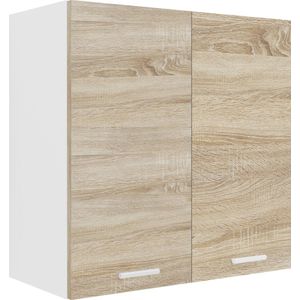 VCM Hangkast 2 deuren, houtmateriaal, wit/sonoma-eiken, one-size