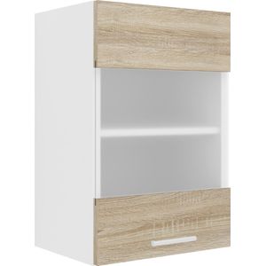 VCM Keukenkast Breedte 40 cm Matte Glasdeur Wandkast Keukenmeubel Esilo (Wit / Sonoma Eik) - wit 4051814422874