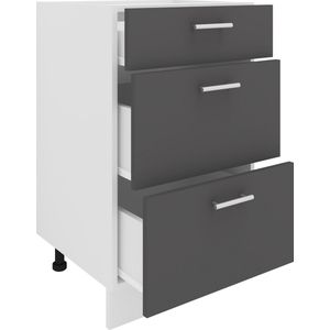 VCM onderkast, 3 laden, houtmateriaal, wit/antraciet, one-size