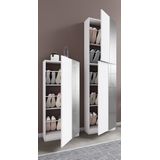 VCM Holz Schuhschrank  Maße: H. 180 x B. 50 x T. 17 cm  2 Drehtüren z. T. mit Spiegel versehen - Fulisa XL Spiegel