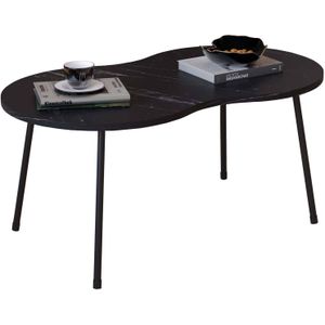 VCM Houten ovale bijzettafel marmerlook salontafel sofatafel woonkamertafel Mirola Houten ovale bijzettafel marmerlook salontafel sofatafel woonkamertafel Mirola