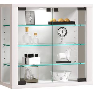 VCM Glasvitrine hängend | Vitrine Glas mit ESG-Sicherheitsglas | Maße: H. 40 x B. 43 x T. 18 cm | Hängevitrine Glas | Modern und platzsparend | Glas Vitrinenschrank - Vitrosa S Weiß