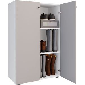 LonaXL3DT Schuhschrank 2 Türen weiß, grau.
