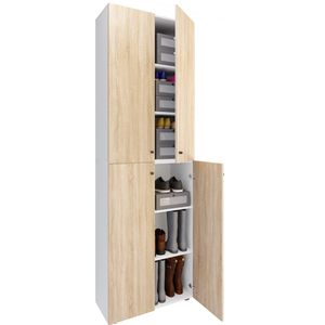 VCM XL houten grote schoenenkast schoenenrek grote laarzen halmeubel Lona 6 vakken scharnierende deuren XL houten grote schoenenkast schoenenrek grote laarzen halmeubel Lona 6 vakken scharnierende deuren